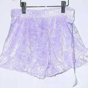 Pastel Shorts Girls L Lavender Crushed Velvet Ruffle Elastic Waist Loungewear PJ - Picture 1 of 5