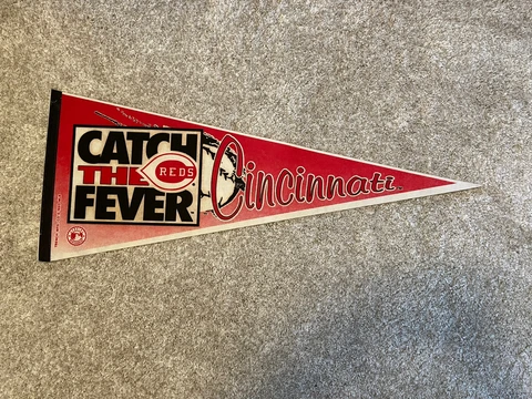 Vintage 1993 Cincinnati Reds Pennant Full Size Catch The Fever MLB Baseball Cover