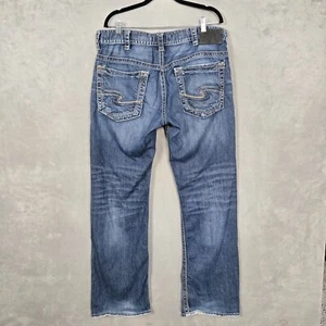Jeans plateados para hombre 36x34 (actual 37x33) Gordie relajado suelto recto azul - Imagen 1 de 9