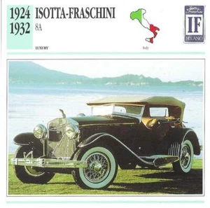 Edito Service photo card 1924-1932 ISOTTA FRASCHINI 8A Spec Sheet car fact 1991 - Imagen 1 de 2