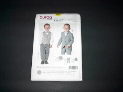 Burda Pattern 9443 Boys' Semi-Fitted 3 Piece Suit Jacket, Pants, Vest  2 ~ 8  UC - Image 1 of 3