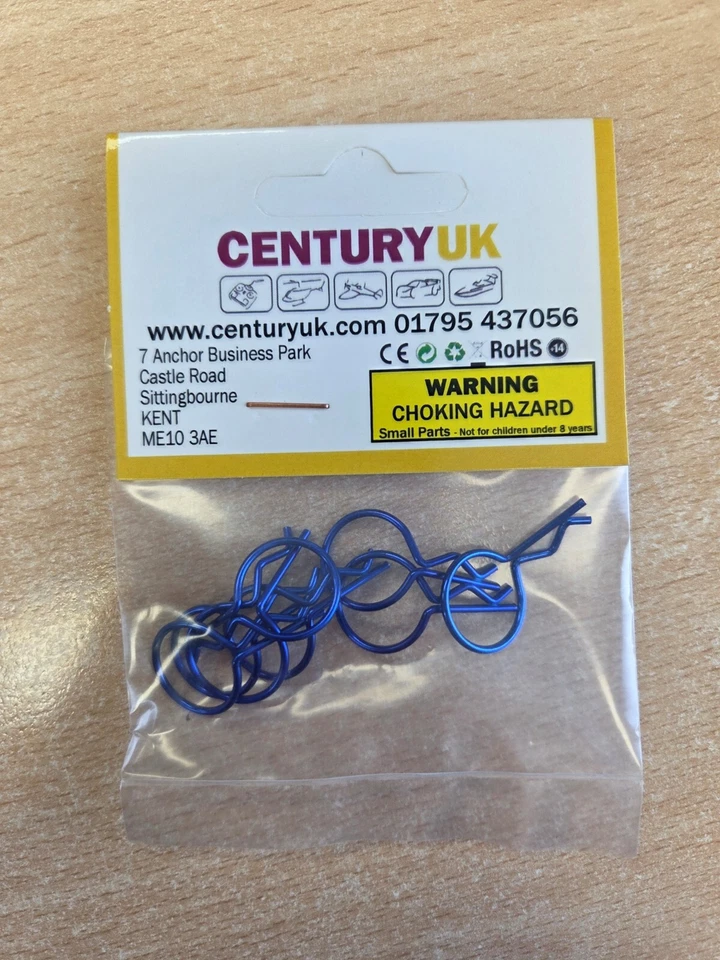 RC Body Clips Blue (8pcs) 1/10th Scale Bodyshell - Big Head Body Clips TB1136 - Image 1 of 1