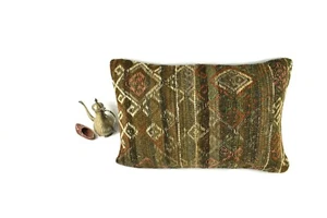 Kilim Pillow Cover 16x24 Tribal Vintage Turkish Carpet Lumbar Pillow Cover 3919 - Picture 1 of 3