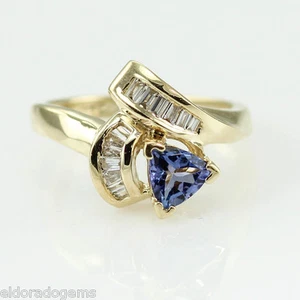 DESIGNER RING 0,75 KT. AAA TANSANIT & 1,00 KT ECHTER DIAMANT 14K GELBGOLD - Bild 1 von 7