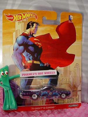 2016 DC Comics Hot Wheels Superman '71 Chevy El Camino☆Real Riders☆Pop Culture Foto 1 de 2