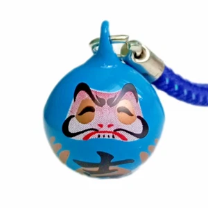 Blue Daruma Doll Bell Charm Strap - Academic Success - Picture 1 of 4