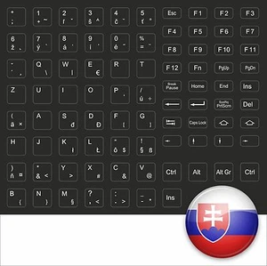 Black Keystick Slovak Slovakia IBM Compaq Keyboard Stickers - Picture 1 of 1