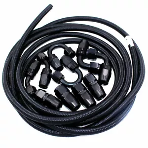 AN10 -10AN Fitting Nylon Braided Gas Oil Fuel Hose Line Pipe Kit 5 Meter 16 Feet - Picture 1 of 9