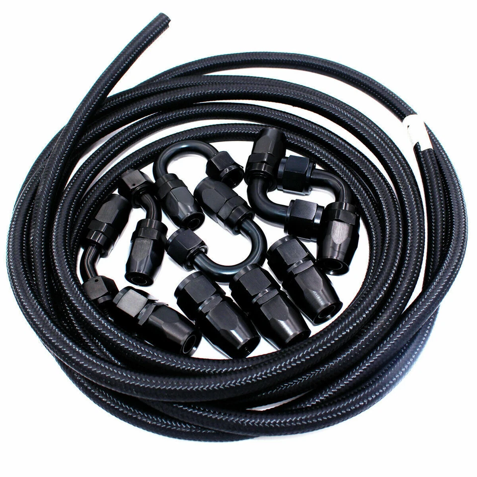 AN10 -10AN Fitting Nylon Braided Gas Oil Fuel Hose Line Pipe Kit 5 Meter 16 Feet - image 1 of 4