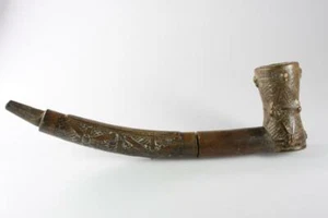 ANTIQUE 19th CENTURY WOODEN HAND CARVED TRIBAL OLD PIPE - Bild 1 von 12