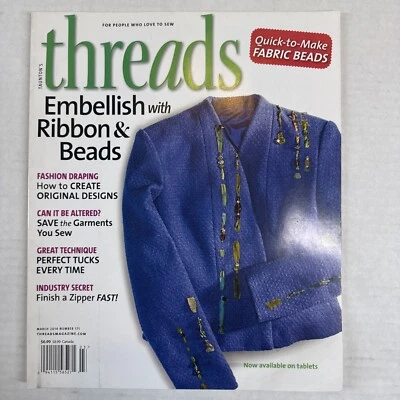 Threads Magazine March 2014 Embellish with Ribbons & Beads; Fashion Draping - Image 1 of 3
