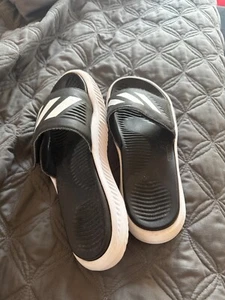 Adidas Men's Slides - Size 8 - Black/White - Picture 1 of 5