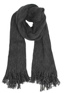 Strickschal 100%Wolle(Merino) dunkelgrau-hellgrau Herren Damen Schal mit Fransen - Bild 1 von 2