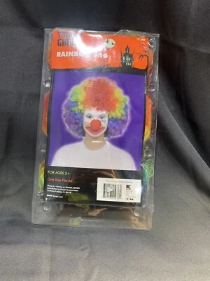 Rainbow Afro Wig Adult Clown Costume Halloween Fancy Dress - Image 1 of 2