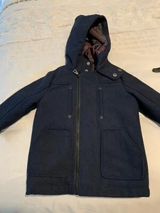 Urban Republic Kleinkind Mantel 18 Monate marineblau mit kariertem Futter/Kapuze neu ohne Etikett - Bild 1 von 9