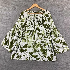 Quintessential Maternity Womens Blouse Size L Large Green Floral Pleated 31827 - Picture 1 of 12