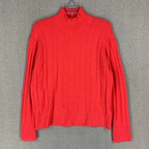 Suéter J Crew Talla Pequeña Lana Merino Alpaca Mujer Rojo Acanalado Tejido Pullover - Imagen 1 de 10