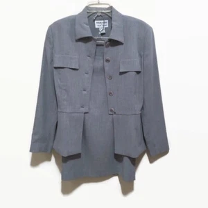 Vintage Focus 2000 By Charles Glueck Career Light Gray 2 Piece Skirt Suit Size 6 - Picture 1 of 12