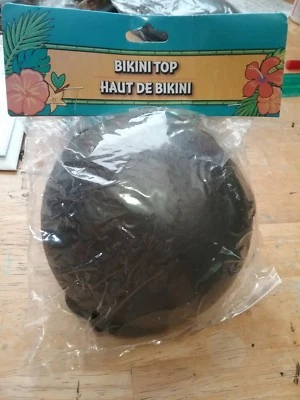 Top de bikini de plástico marrón con cáscara de coco para fiestas temáticas hawaianas Ect Foto 1 de 2