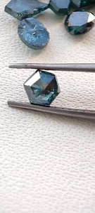 3.5 mm Blue Diamond Rose Cut Hexagon Conflict Free VS1 Quality Loose Natural - Picture 1 of 14