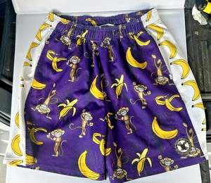 Flow Society Shorts men's Medium Blue Monkeys Banana Graphic Lacrosse Pockets - Picture 1 of 4
