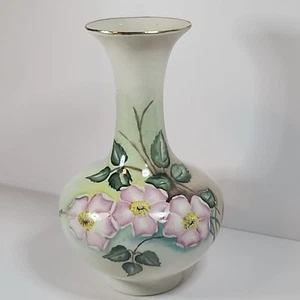Vtg. Handpainted Floral Vase Lehah B. Gardner 1955 Idaho 8" Signed - Picture 1 of 6