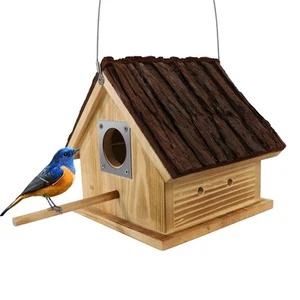 Wooden Bird Houses for Outside Hanging – Natural Pine Birdhouses for Outdoors... - Picture 1 of 7