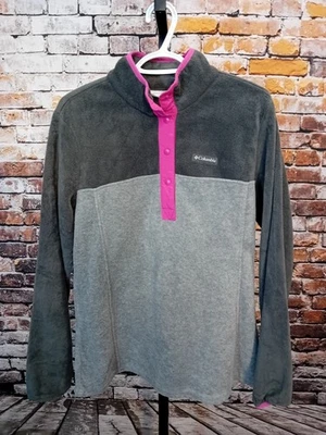 Sudadera Columbia Fleece Pullover Mujer Grande Gris Y Rosa Bloques de Color Foto 1 de 4