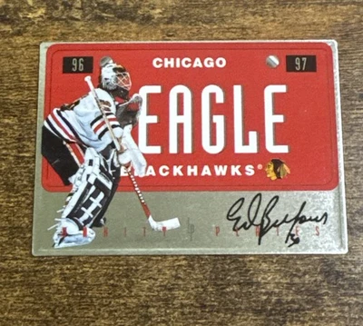 Placas de tocador Ed Belfour 1996-97 hoja preferida vintage insertar facsímil automático SP Foto 1 de 2