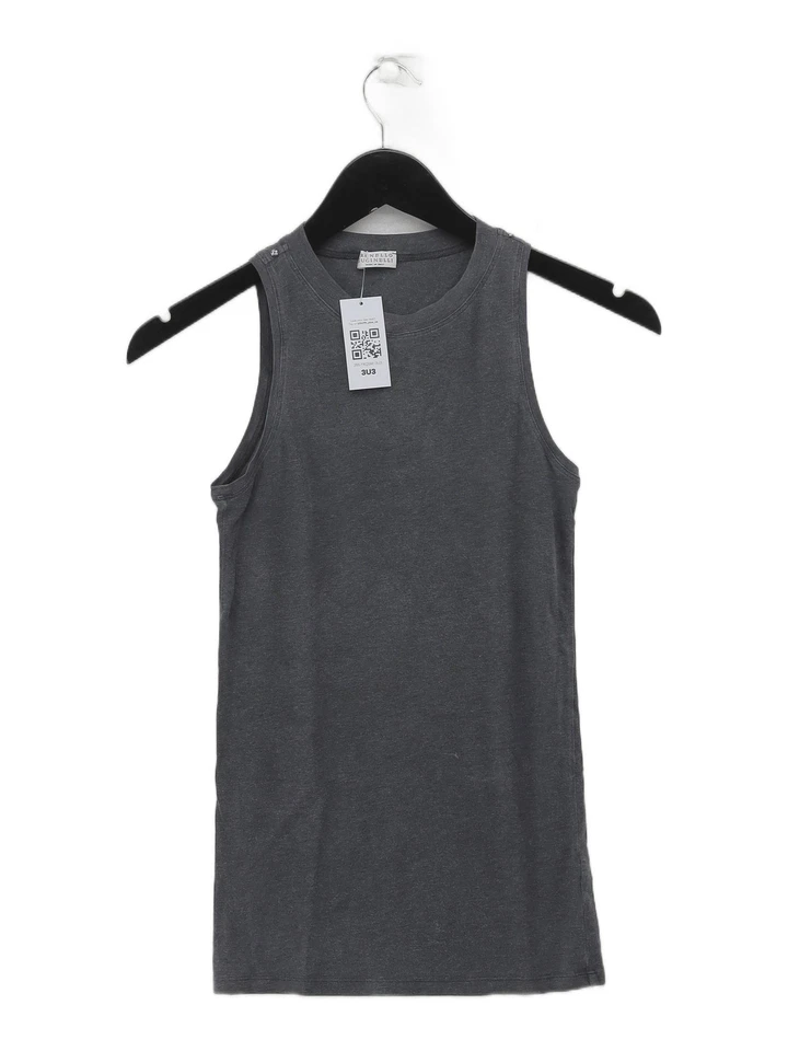 Brunello Cucinelli Women's T-Shirt XS Grey Cotton with Elastane Basic - Imagem 1 de 4