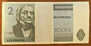 ESTONIA 2 KROONI P-70 1992 x 50 Pcs Lot BUNDLE PRE EURO TARTU UNC CURRENCY NOTE - Picture 1 of 5