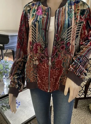 NUEVO ABRIGO CHAQUETA BOMBER JOHNNY WAS TERCIOPELO FORRADO SEDA BOHEMIO CREMALLERA GRANDE $398 Foto 1 de 4