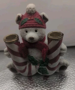 Vintage Ceramic Polar Bear Double Candle Holder Christmas Themed - Picture 1 of 6