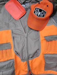 Northwest Territory Upland Game Hunting Vest Size L Hunter Orange Khaki Pockets - Picture 1 of 6