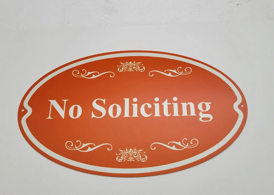 No Soliciting Aluminum sign oval shape  7" x 12" - Image 1 of 1