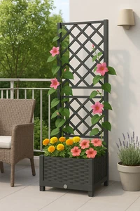 Pflanzkübel mit Rankgitter Blumenkasten Gewächshaus Kletterpflanzen Balkonkasten - Bild 1 von 5