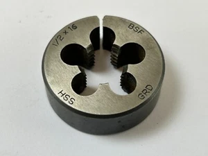 1/2" BSF SPLIT DIE ROUND (MANO DERECHA), HSS, 1-5/16"OD, Hecho en Inglaterra - Imagen 1 de 2
