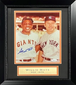 Willie Mays Autographed San Francisco Giants 8x10 Framed Photo JSA Mickey Mantle - Picture 1 of 3