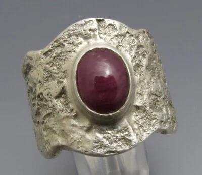 REIF-DESIGN - ANTIK STYLE RUBIN RING - AUS EIGENER GOLDSCHMIEDE - 999 FEINSILBER - Bild 1 von 4