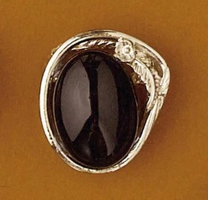 Black Colored Stone Western Cowboy Scarf Tie Slide Silver Plated Made In USA NEW - Picture 1 of 3