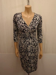 DIANE VON FURSTENBERG Wickel Kleid Gr. 6 40 Dress 100% Seide Schwarz Naturweiß - Bild 1 von 9