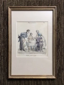Moeurs Parisiennes enmarcado raro por Edme Pigal: Litografía coloreada a mano, Langlume - Imagen 1 de 3