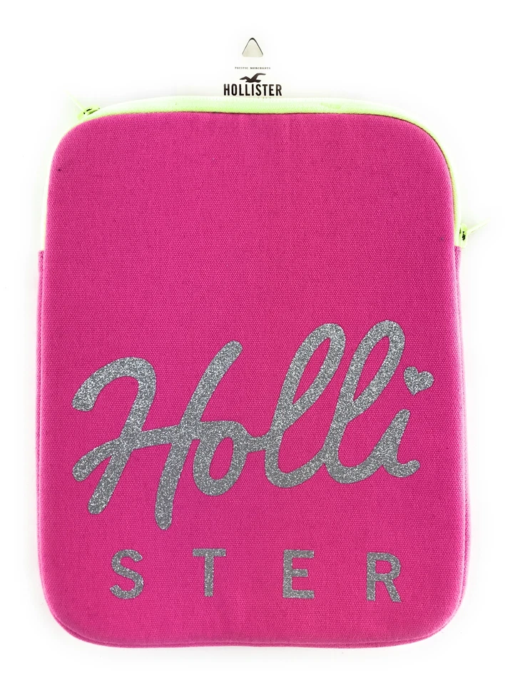Hollister Tablet Case Zip Cover Glitter Bling Logo Padded iPad Pink Sleeve - Image 1 of 1