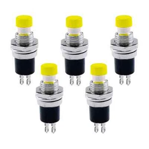 Yellow Push Button Switch PBS-110 - Pack of 5 - Picture 1 of 3