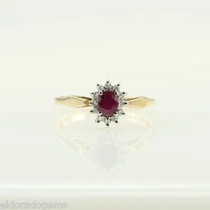 DAMEN FACETTIERT RUDY & 0,12 KT HALO DIAMANT CLUSTERRING 14K GELBGOLD US6,75 - Bild 1 von 5