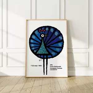 Celestino Piatti Peacock, Lausanne 1963 Exhibition Poster, Premium Matte Paper - Picture 1 of 5