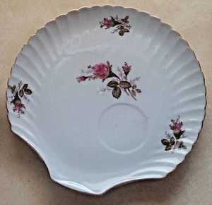 Vintage Made Japan Paar Porzellan Fächer Mittagessen Teller Tasse Kreis Lila Blume - Bild 1 von 6