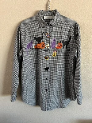 Blusa Casual Esquina Halloween Otoño Abotonada Cambray Talla L Cubiertas con Botones Foto 1 de 4