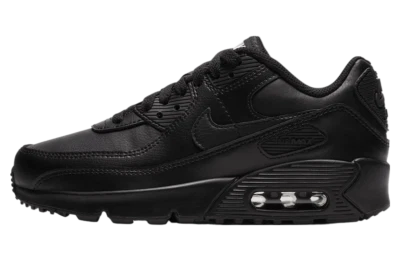 Nike Air Max 90 LTR GS Triple Black Leather CD6864-001 sz 7Y = 8.5 Women's - Image 1 of 4