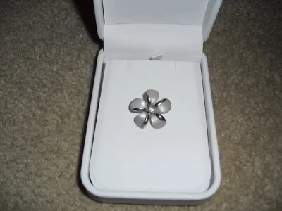 Colgante Plumeria Grande Disney Na Hoku Oro Blanco 14k Hawaii 22mm Diamante 0.10 ct Foto 1 de 4